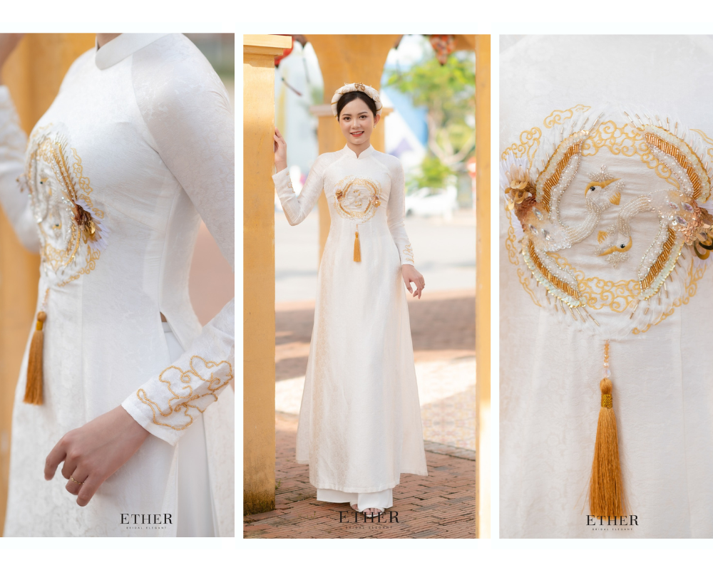 Áo dài thiết kế Ether Bridal làm nổi bật nét đẹp vóc dáng của cô dâu
